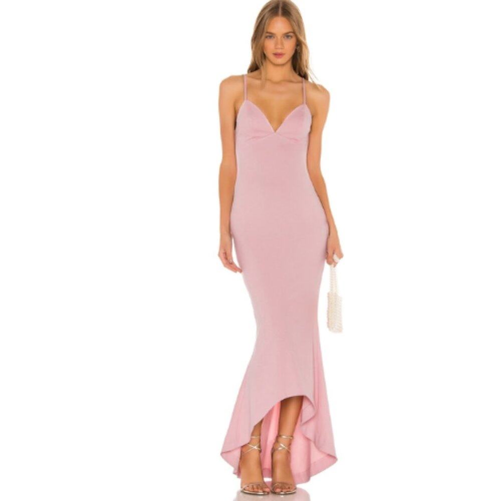 NBD Blush Pink High-Low Slip Maxi Dress